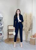  Bộ Áo Vest Nữ 4 Nút & Quần Ống Côn Xanh Đen 