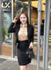 Áo Vest Nữ 1 Nút Vạt Tròn Form Ngắn Đen