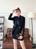  Bộ Áo Vest Nữ Không Cổ & Váy Ngắn Chữ A 