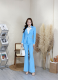  Bộ Áo Vest Nữ 1 Nút Vạt Vuông & Quần Loe 