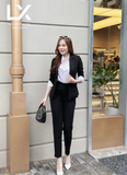  Bộ Áo Vest Nữ 1 Nút Tay Lỡ & Quần Ống Côn Đen 