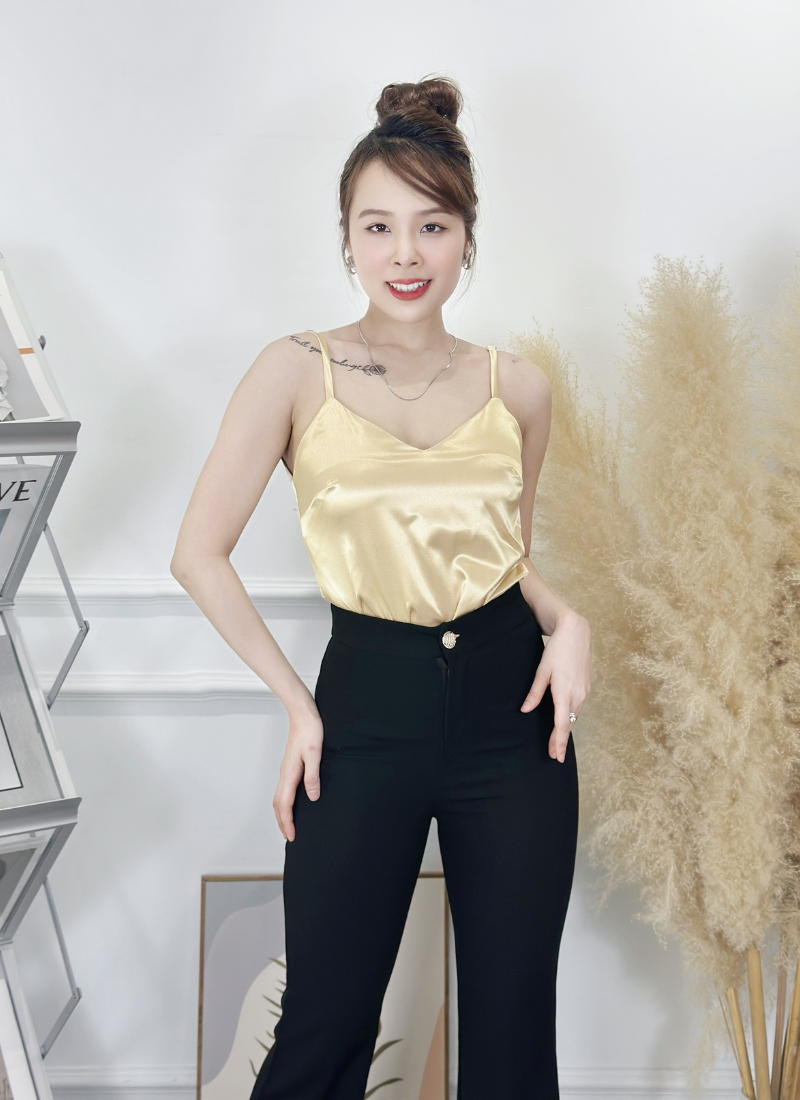  Áo 2 Dây Cổ Tim Lụa Mango 