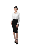  Bộ Áo Vest Nữ 1 Nút Vạt Vuông & Váy Bút Chì Đen 
