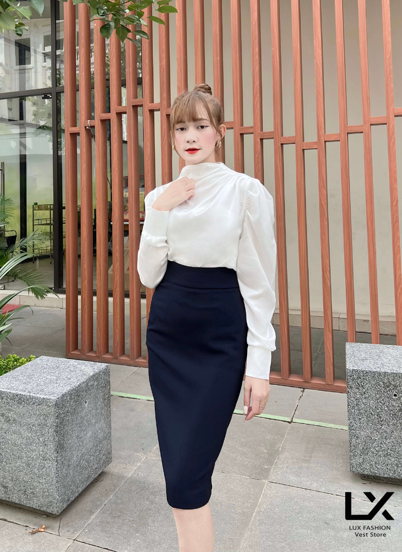  Bộ Áo Vest Nữ & Váy Đồng Phục Xanh Đen 