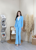  Bộ Áo Vest Nữ 1 Nút Vạt Vuông & Quần Loe 
