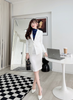 Bộ Áo Vest Nữ 1 Nút Vạt Vuông & Váy Bút Chì