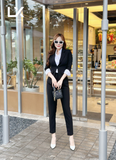  Áo Vest Nữ 1 Nút Vạt Vuông Tay Lỡ Đen 