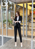  Áo Vest Nữ 1 Nút Vạt Vuông Tay Lỡ Đen 