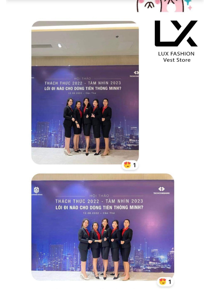  Bộ Áo Vest Nữ & Váy Đồng Phục Đen 