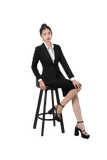  Bộ Áo Vest Nữ 1 Nút Vạt Vuông & Váy Bút Chì Đen 