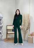  Bộ Áo Vest Nữ 1 Nút Vạt Vuông & Quần Loe 