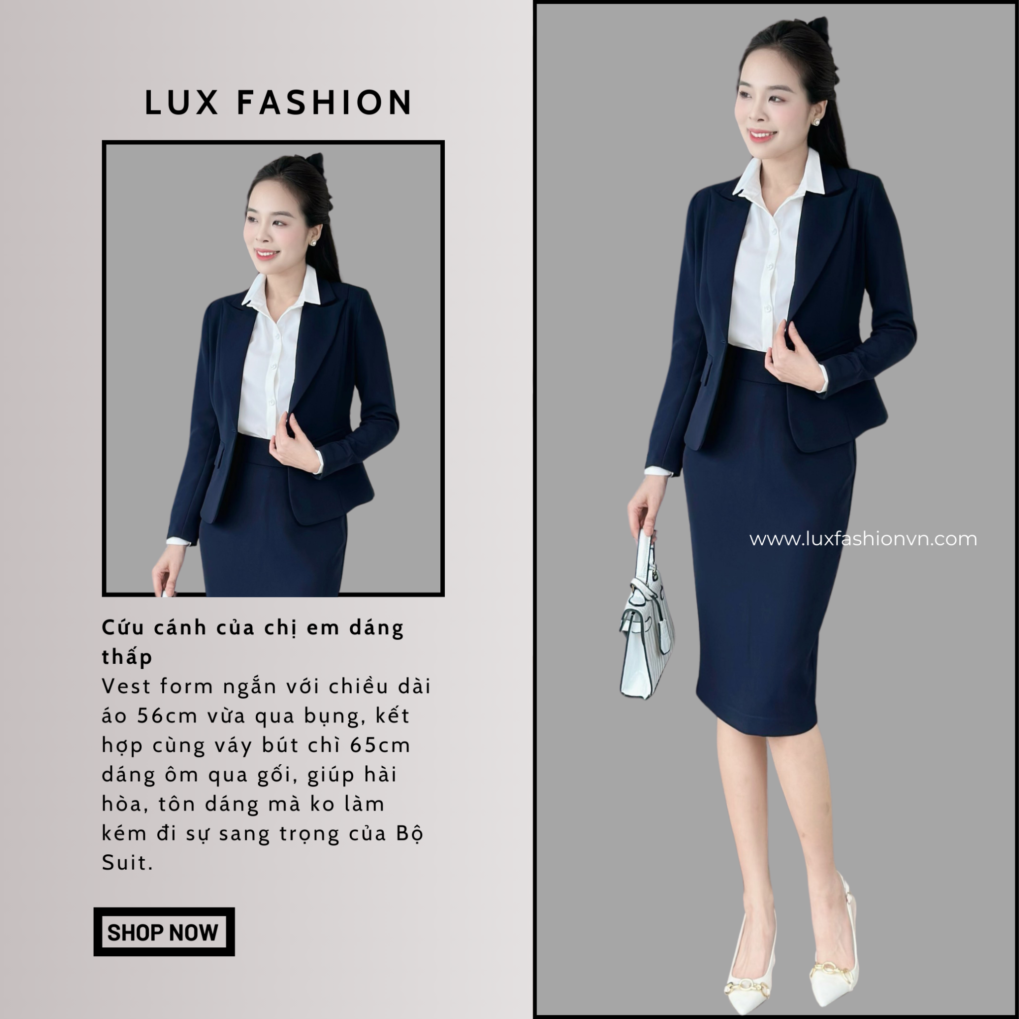  ComBo 3 sản phẩm: Áo Vest Nữ 1 Nút Vạt Tròn Ngắn & Váy Bút Chì & Áo Sơ Mi (Tùy Chọn Sản Phẩm) 