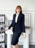  Bộ Áo Vest Nữ 1 Nút Vạt Vuông & Váy Bút Chì 