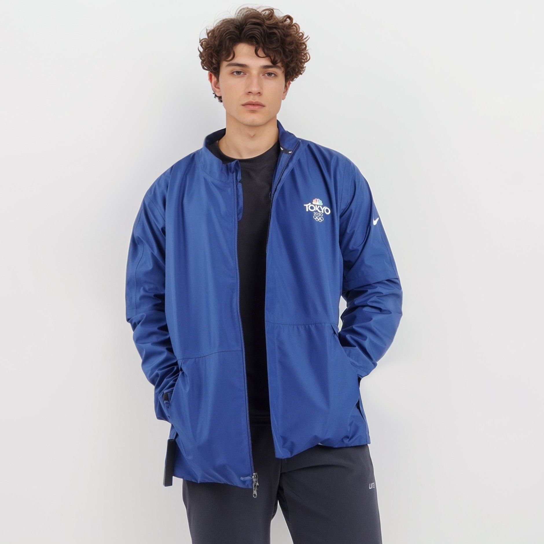 Nike Convertible Golf Jacket Men Medium Blue Olympic Tokyo