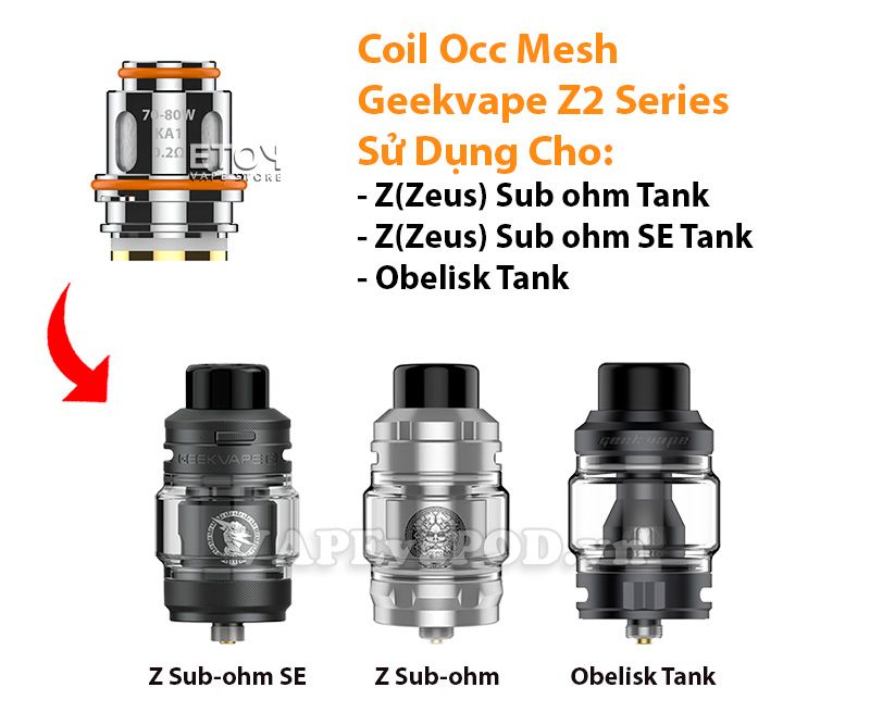 Coil Occ Geekvape Z Series Z2 Cho Zeus Subohm - Z Sub Ohm SE - Obelisk Tank