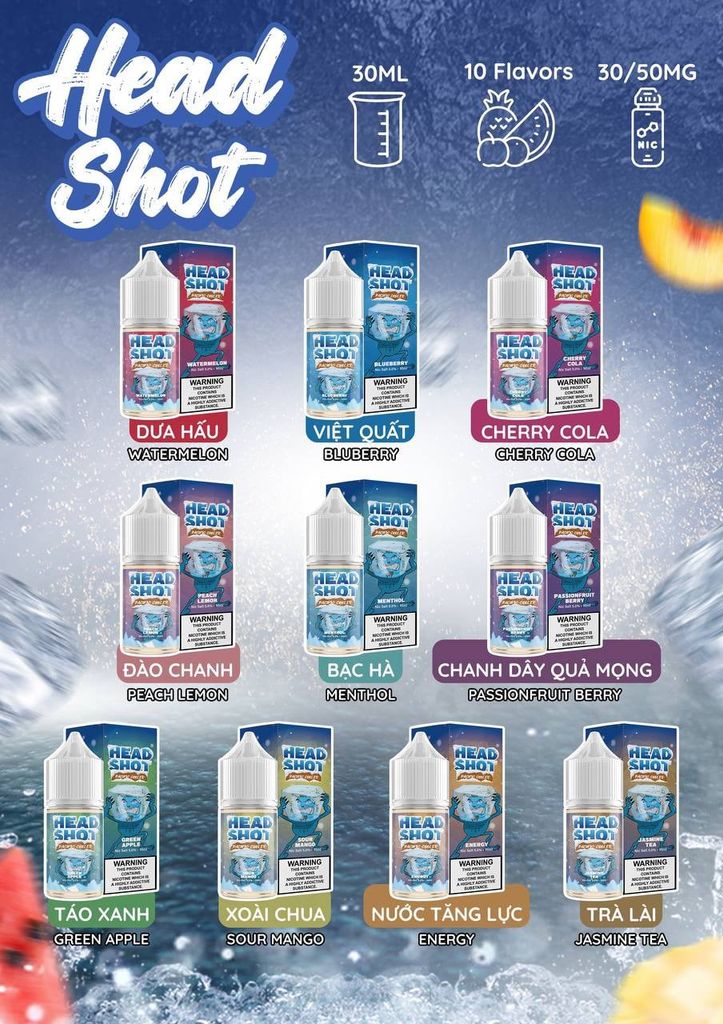 Head Shot Menthol 30ml - Tinh Dầu Vape Pod Salt Nic