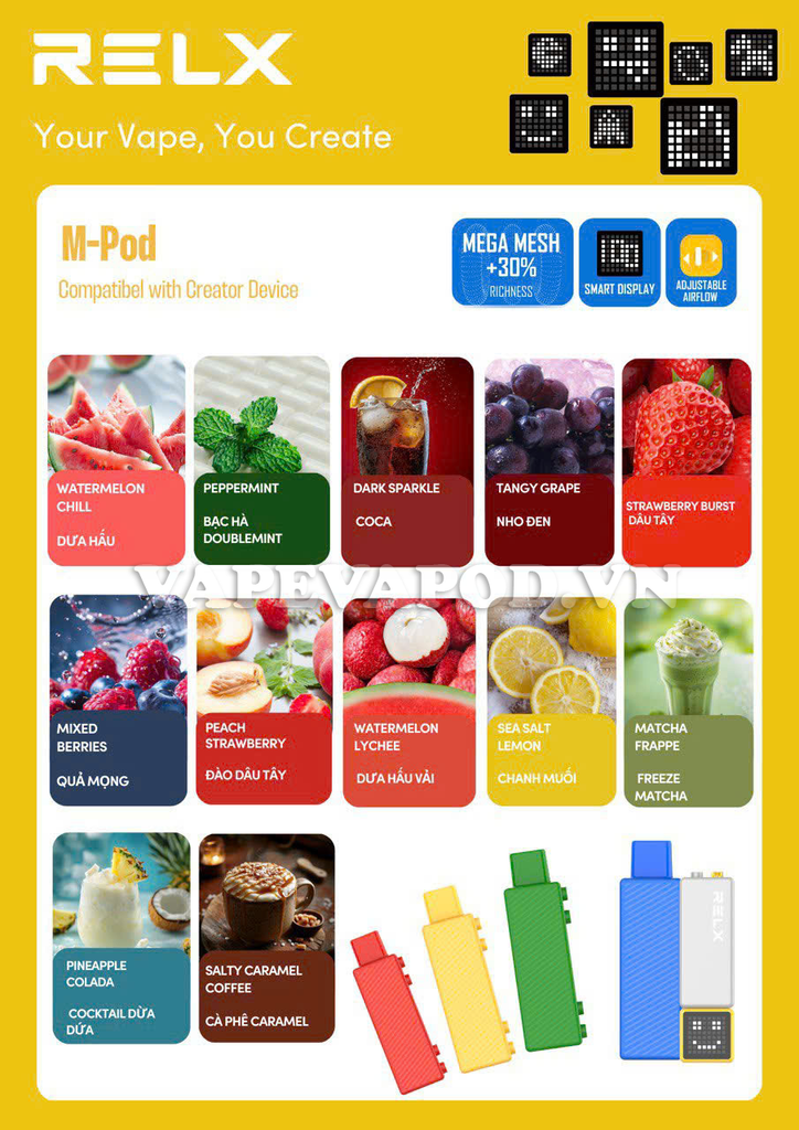 RELX M Pod Pineapple Colada - Pod 1 Lần 18000 Hơi