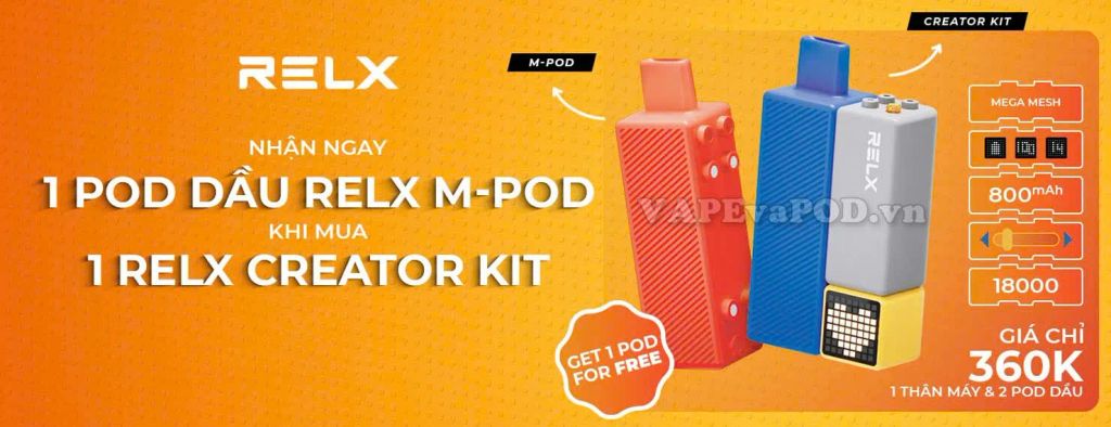 RELX M Pod Peach Strawberry - Pod 1 Lần 18000 Hơi