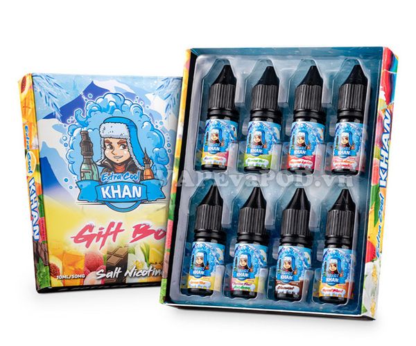 Khan Extra Cool Salt Combo Gift Box 8 Chai 10ml - Tinh Dầu Pod Salt Nic
