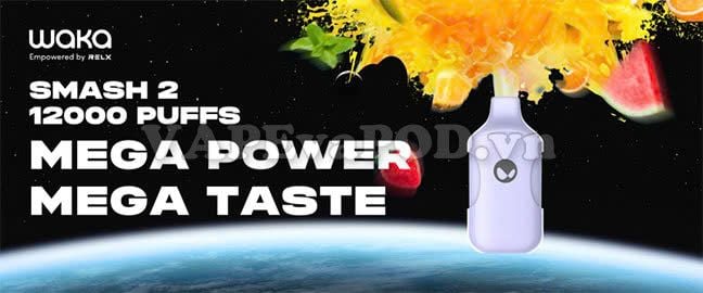 Waka Smash 2 Strawberry Kiwi - Pod 1 Lần 12000 Hơi