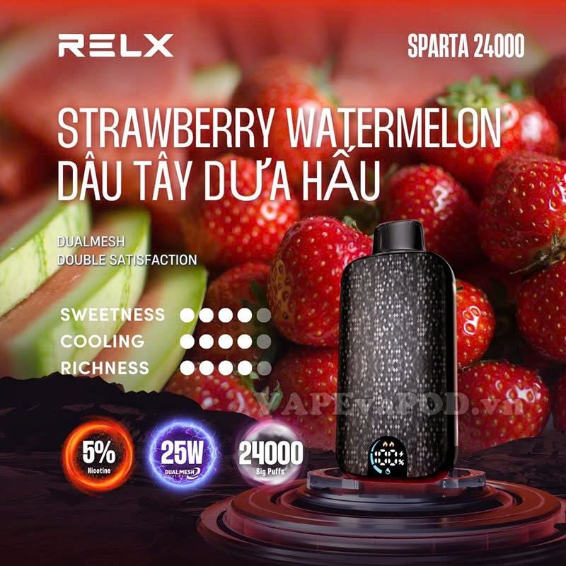Relx Sparta Strawberry Watermelon - Pod 1 Lần 24000 Hơi