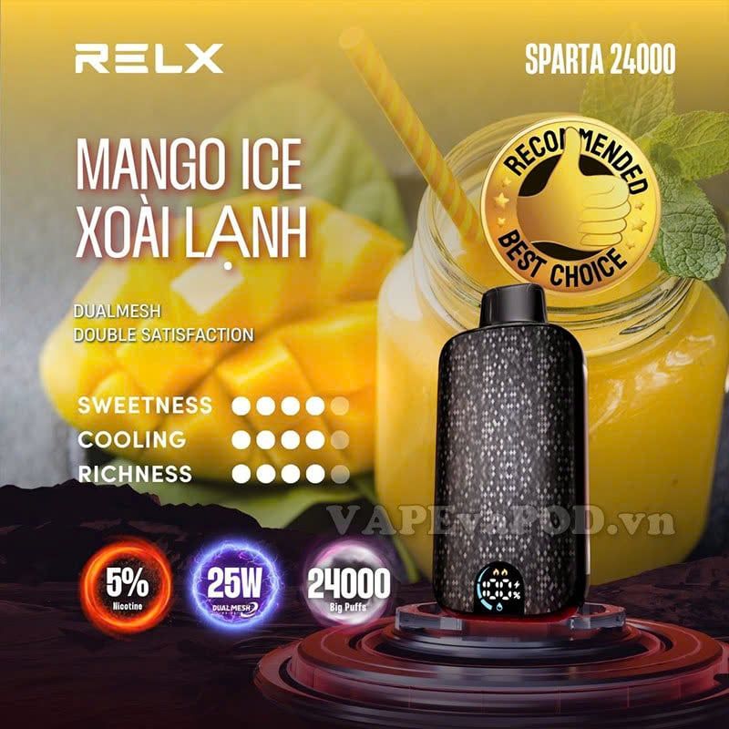 Relx Sparta Mango Ice - Pod 1 Lần 24000 Hơi