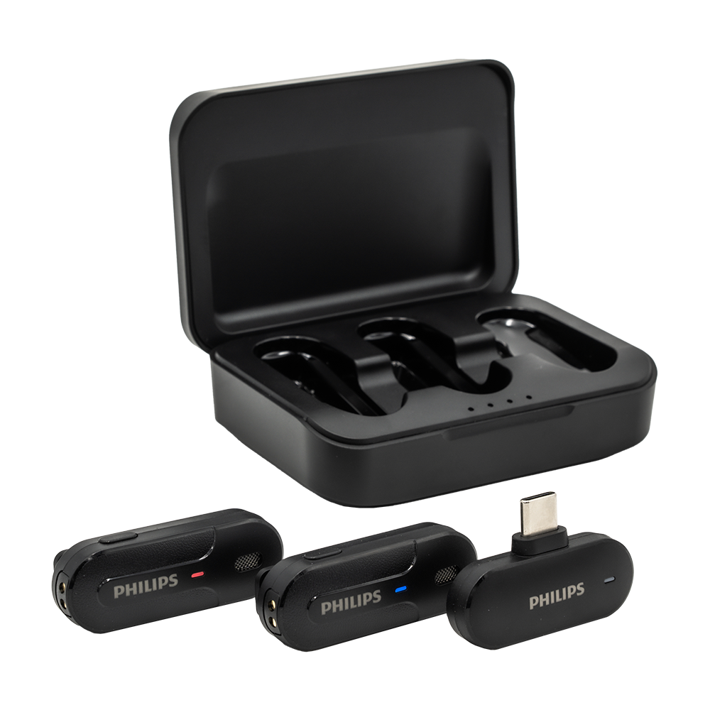  Bộ micro không dây cài áo Philips DLM9002C kết nối cổng USB-C (1 Receiver + 2 Mic) 