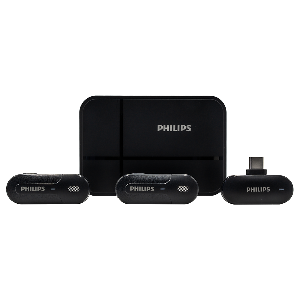  Bộ micro không dây cài áo Philips DLM9002C kết nối cổng USB-C (1 Receiver + 2 Mic) 