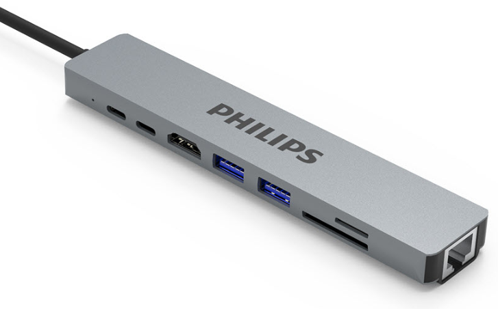  Hub Philips SWV6118G 8in1 USB-C to HDMI+USB*2+PD+RJ45+SD+TF 