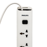  Ổ cắm điện Philips CHP4335WB, 3 lỗ, 3m, 3 USB-A + 1 Type-C total 2.4A 