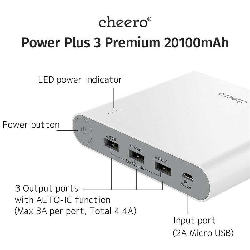  Pin sạc dự phòng cheero Power Plus 3 Premium 20100 mAh CHE-062 