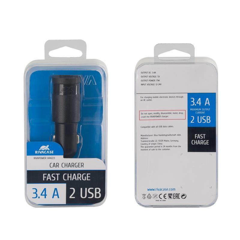  Củ sạc dùng trên ô tô RIVAPOWER PS4223 B00 (2 USB / 3,4 A) 