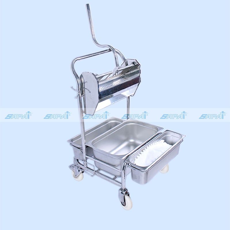  Xe đẩy vệ sinh phòng sạch kiểu 3 thùng CT03N 