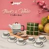  Bộ ấm trà bằng sứ BLACK & WHITE hoa văn đen trắng 