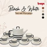  Bộ ấm trà bằng sứ BLACK & WHITE hoa văn đen trắng 