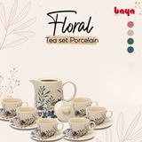  Bộ Ấm Trà Bằng Sứ FLORAL Hoa Văn Hoa Lá 