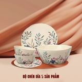  Bộ Chén dĩa 5 sản phẩm Sứ FLORAL Hoa văn hoa lá 