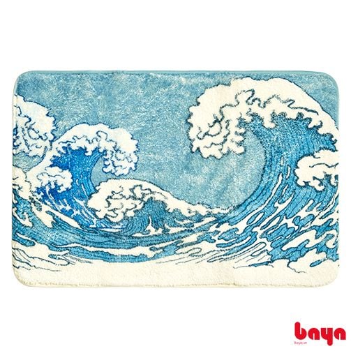  Thảm Phòng Tắm Họa Tiết Sóng Biển DARK MINT D60xR40cm 