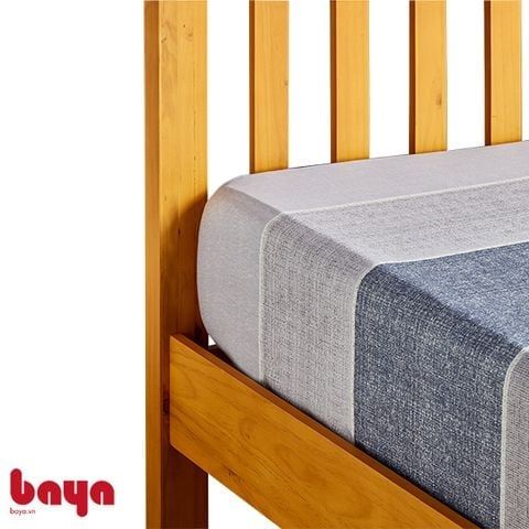  CB104 - Set ga gối 3 món 100% cotton màu xám kẻ ngang 1m6 
