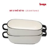  Set 2 Thố Sứ BLACK-&-WHITE Hoa Văn Đen Trắng - Trắng 