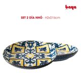  Set 2 Đĩa Sứ VICTORIA Hoa Văn Xanh 2x16cm 