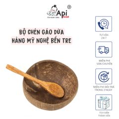 Combo Bộ Chén & Thìa Gáo Dừa - Hàng Mỹ Nghệ Bến Tre