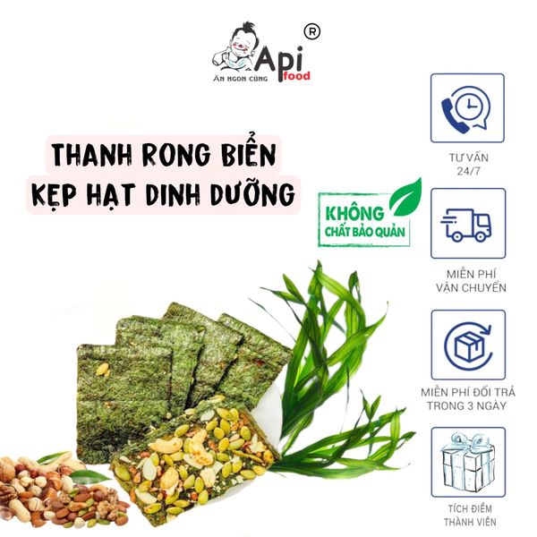 Thanh Rong Biển Kẹp Ngũ Cốc Siêu Hạt Đặc Biệt - Ăn Vặt Api Food