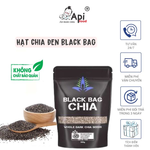 Hạt Chia Đen Hữu Cơ Black Bag 500gr, Hạt Dinh Dưỡng Organic, Bổ Sung Chất Xơ, Vitamin