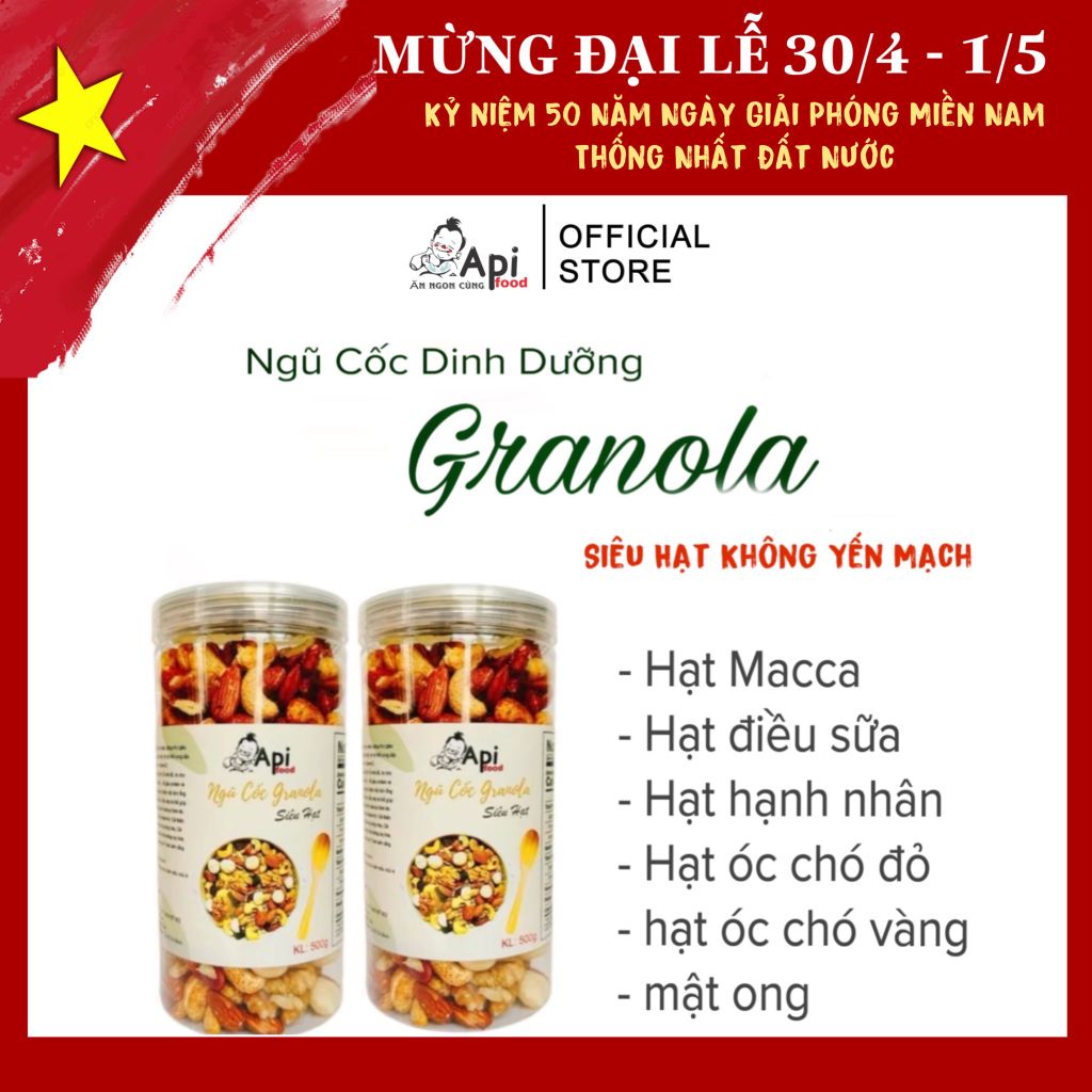 [ COMBO 2 HỘP ] Ngũ Cốc Granola KHÔNG YẾN MẠCH NƯỚNG MẬT - 20 HẠT MACCA (Macca, Hạnh Nhân, Óc Chó Vàng, Óc Chó Đỏ, Hạt Điều)