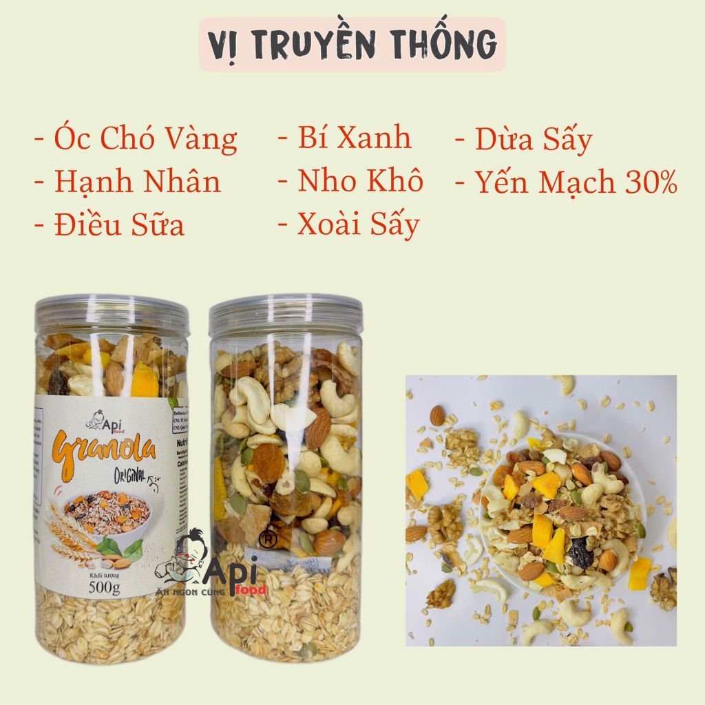 [ VỊ TRUYỀN THỐNG ] Ngũ Cốc Dinh Dưỡng Ăn Liền Granola 30% Yến Mạch - Ăn Vặt Api Food