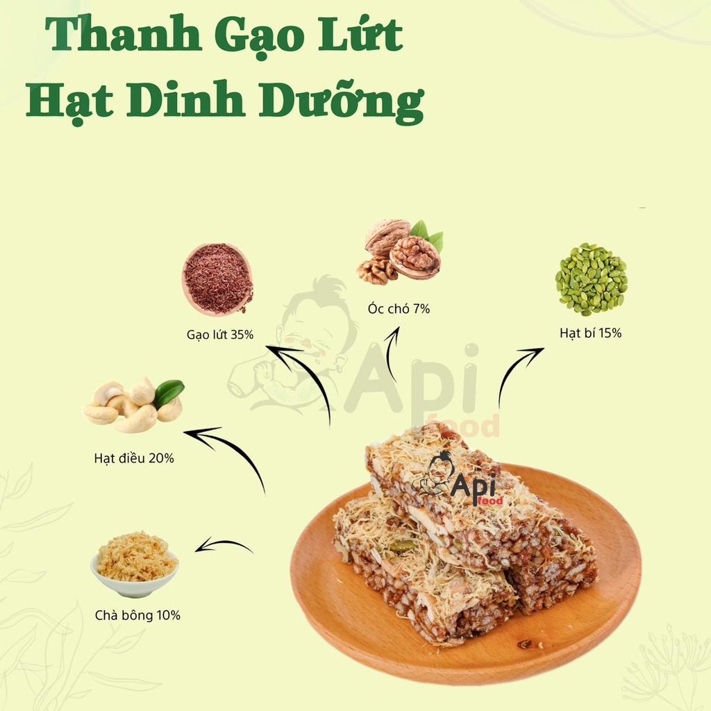 Thanh Granola Gạo Lứt CHÀ BÔNG Ăn Liền Api Food  - Thức Ăn, Snack, Ăn Vặt