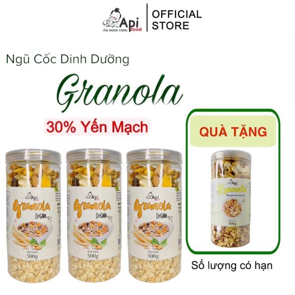 [ COMBO 3 TẶNG 1 ] Ngũ Cốc Dinh Dưỡng Granola 30% Yến Mạch - Ăn Vặt Api Food