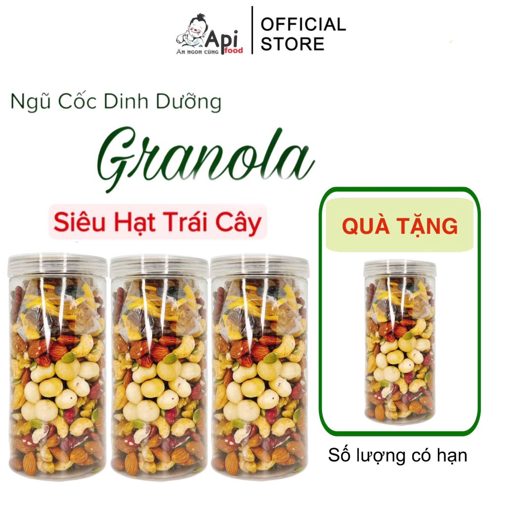[ COMBO 3 TẶNG 1 ] Ngũ Cốc Granola KHÔNG YẾN MẠCH - CÓ MACCA - NHO & XOÀI (Macca, Hạnh Nhân, Óc Chó Vàng, Óc Chó Đỏ, Hạt Điều rang muối, Hạt Bí, Nho Khô, Xoài Sấy)