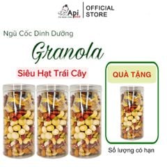 [ COMBO 3 TẶNG 1 ] Ngũ Cốc Granola KHÔNG YẾN MẠCH - CÓ MACCA - NHO & XOÀI (Macca, Hạnh Nhân, Óc Chó Vàng, Óc Chó Đỏ, Hạt Điều rang muối, Hạt Bí, Nho Khô, Xoài Sấy)